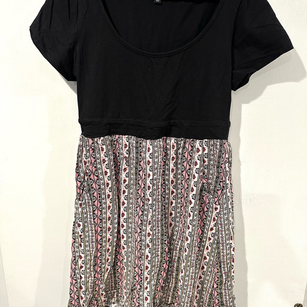 Torrid Black and Patterned Short Sleeve Dress